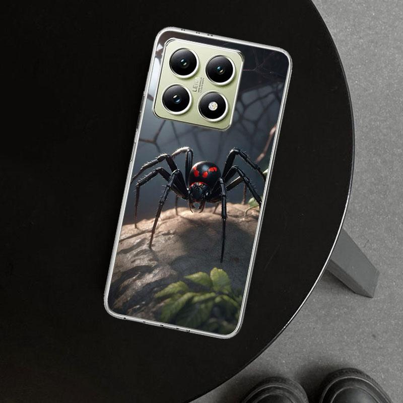Schwarze Witwe Spinne Insekt Handyhülle für Xiaomi Redmi Note 15 14 13 12 11 Pro Plus 14S 12S 11S 11T 11E 10S 10 Personalisiert F