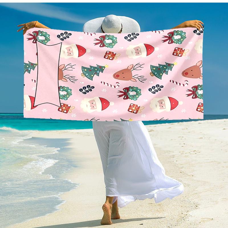 Ultra-Soft Beach Towel with Christmas Theme,Ideal for Pool - Camping, Diving - Perfect Travel Essential, Vibrant Beach Towel.