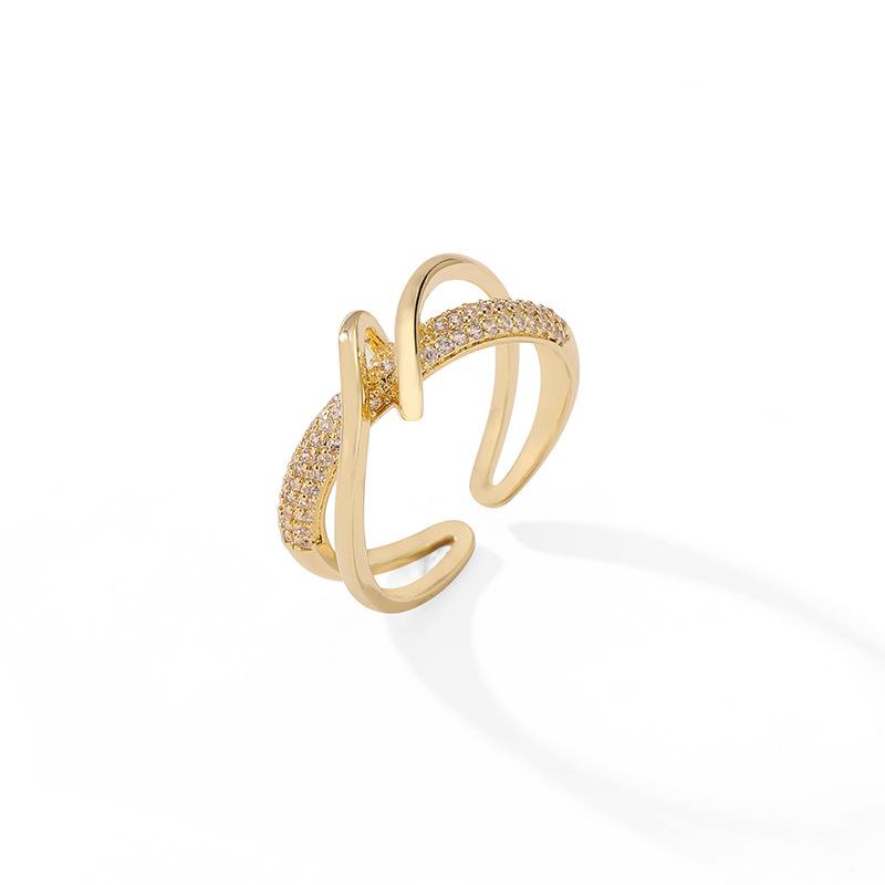 2026 Electroplated Gold Ring Light Luxury Cold Wind Ring Women's Fashion Personality Geometric Design Opening Ins Index Finger Jewelry