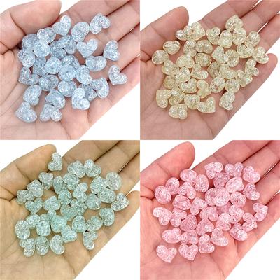 Creative Heart Beads Beads for Crafted Jewelry Making Beading Neclace Bracelet Handcrafted DIY Findings Loose Beads Crystal 20Pcs