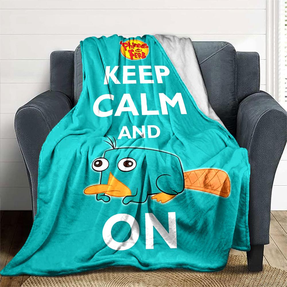 1pc Phineas and Ferb5 Blanket, Gift, for Men and Women, Soft Blanket, Good for Sofa Bed Couch Travel, Lightweight Flannel Blanket
