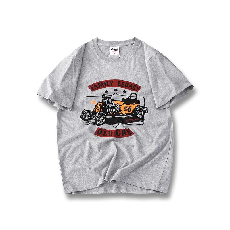 American Retro Print Pure Cotton Short-Sleeved T-shirt Men's Summer 2024 New Arrival Trendy Base Shirt Export Cotton T-shirt