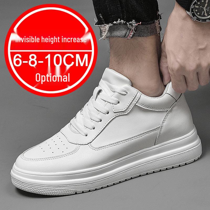 2024 Men's 10CM Height Increasing White Casual Skate Sports Shoes