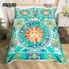 Comforter Exotic Floral King Queen Bohemian Sun Bedding Set Microfiber Astrology Vintage Flower And Leaves Comforter