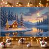 Christmas Party Banner Cloudy Sky Christmas Tree Banner Holiday Banner Moon Stars Pattern For Home Party New Year Decoration