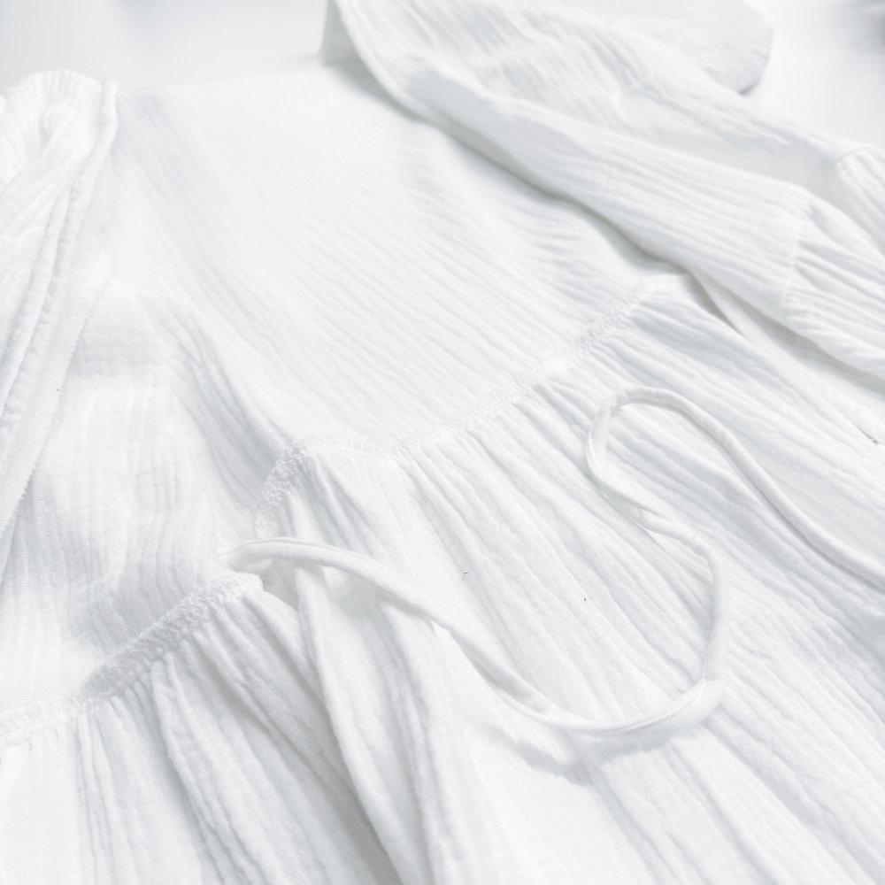 V-Neck Puff Sleeve Solid Color Long Dress – French Style Women's Fashion