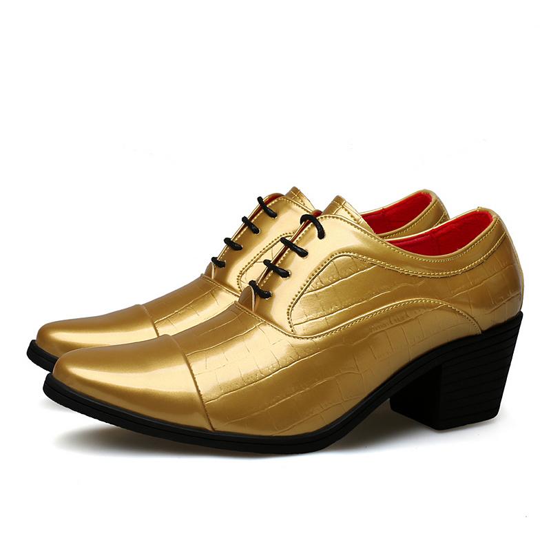 Men High Heels Silver Derby Wedding Dress Dance Business Gold Elevator Shoes Height Increase Tuxedo Shoes Plus Size