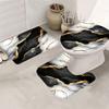 4Pcs UAXIEP Marble Art Shower Curtain Set with Non-Slip Bath Mat, Toilet Lid Cover, Contour Rug & 12 Hooks, Bathroom Decor