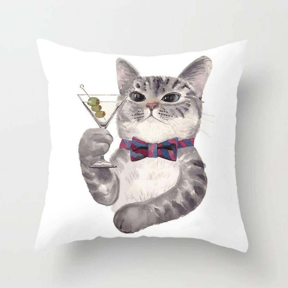 Cute Cartoon Cat Pillow Case Printed Quality Home Decorative Pillows Kids Bedroom Sofa Decor Pillowcase Couch Cushion 45*45cm