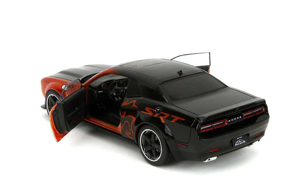 Kyosho Jada Toys PINK SLIP Series Scale 2015 Dodge Challenger SRT Hellcat in Orange JADA35722 1/18 Metallic/Black (Finished Model)