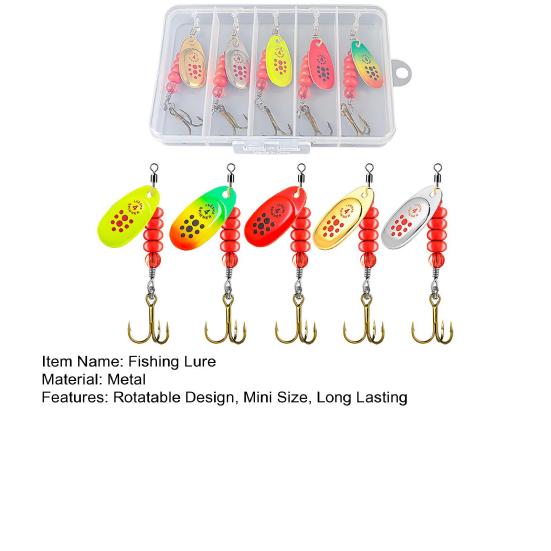 5Pcs Fishing Metal Spinners Lures with Treble Hook Mini Size Portable Wobbler Jigging Spoon Lures Fishing Accessories