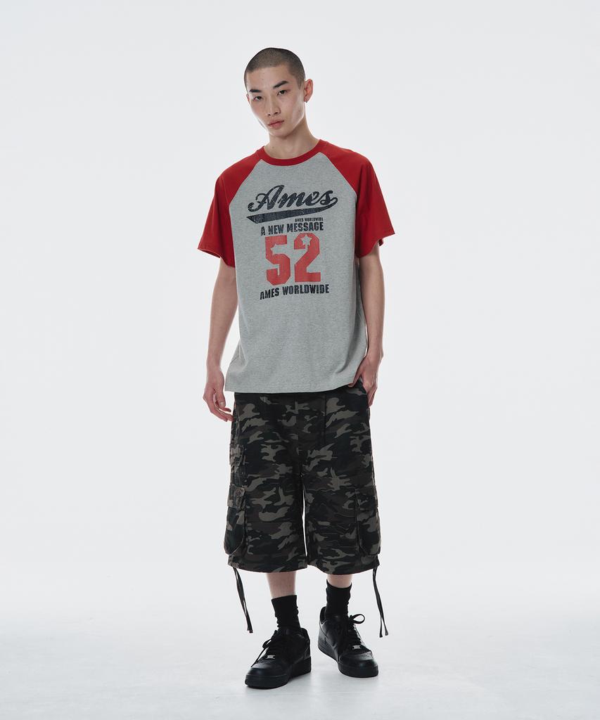 AMES-WORLDWIDE 52 Logo Raglan Tee Red