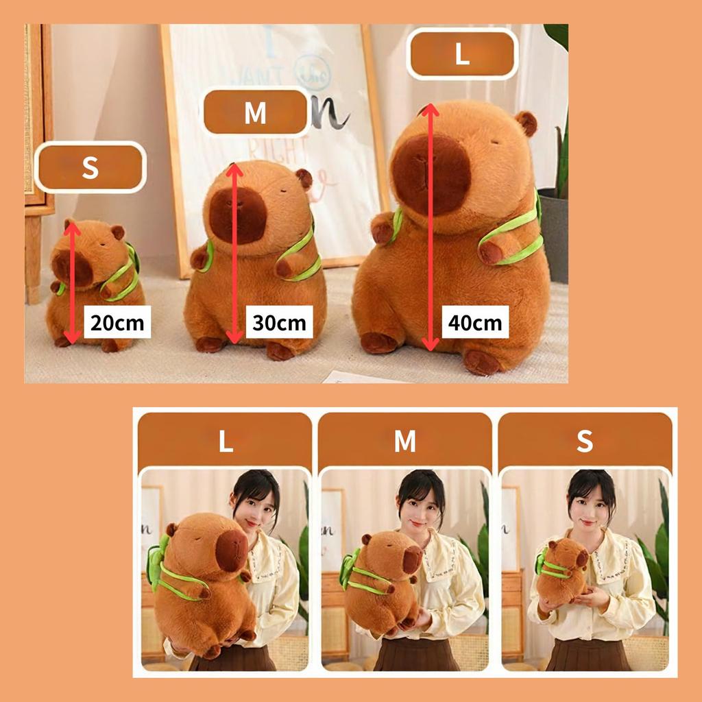 Rowaica Capybara Plush Toy with Turtle Backpack, Fluffy Body Pillow Cushion Toy, Soothing Item, Birthday Gift (Medium)