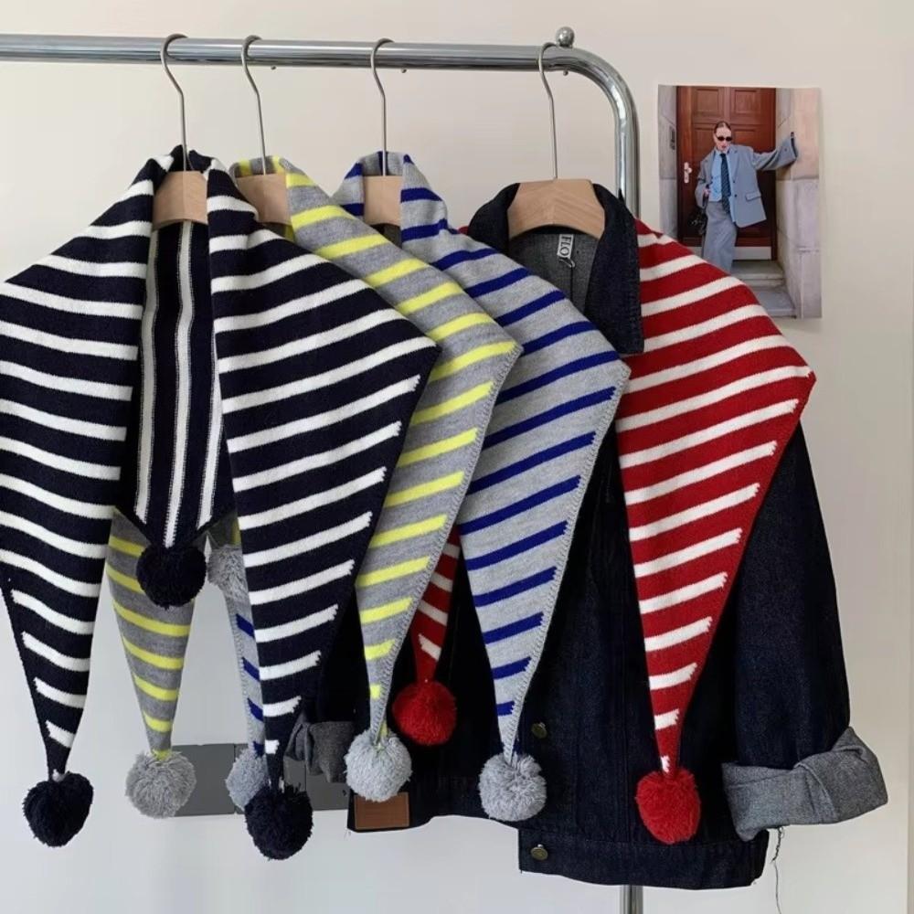 Warm Neck Wrap Shawl Striped Pattern Shoulder Cape Scarf New Knitted Scarf Autumn Winter