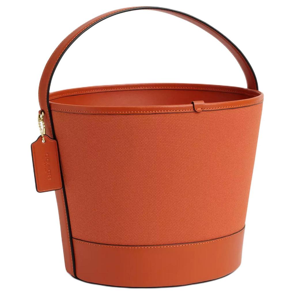 Coach 25 Metallisches Logo Canvas und Leder Beuteltasche Damen Handtaschen Gold Tief-Orange CW533-IMOY8