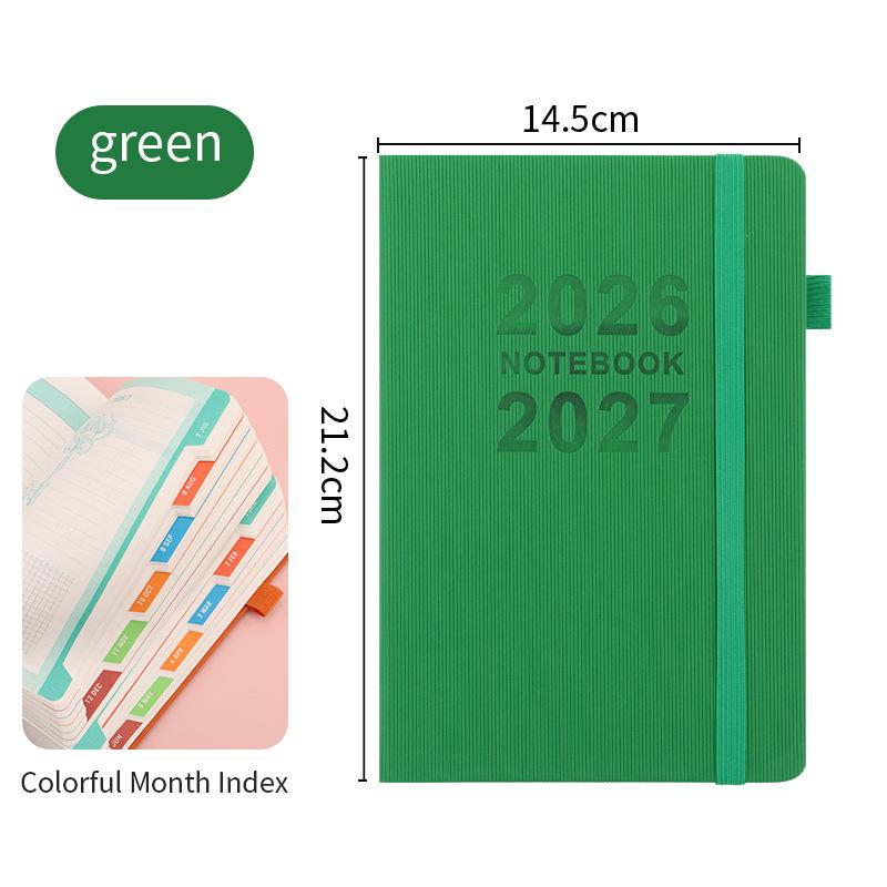 2026 Přeshraniční anglický diář s gumičkou: Roční kalendář, Týdenní plánovač, 365denní efektivní zápisník