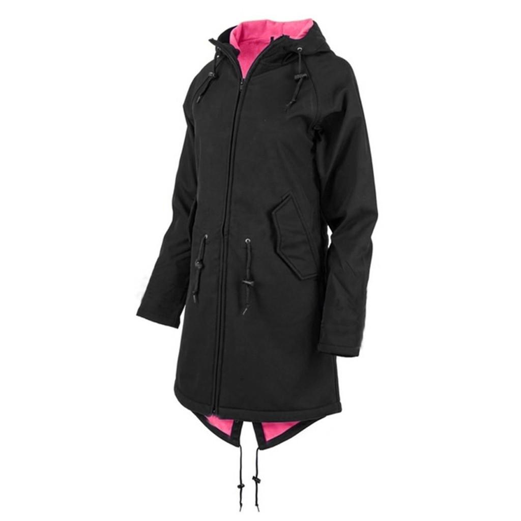 A prueba de lluvia Casual botón de capa impermeable de manga larga con capucha de color sólido chaqueta A prueba de lluvia Casual botón de capa impermeable de manga larga con capucha de color sólido chaqueta