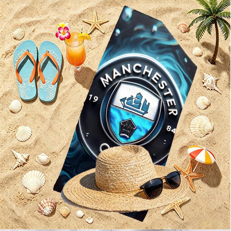 Football team City FC Print Beach Towel, Versatile Lightweight Absorbent Beach Towel for Pool Surf Yoga Bathroom, Perfect Birthday Holiday Gift