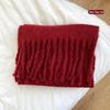 New Christmas red scarf female winter couple thickened imitation cashmere solid color knitted fringed scarf male trend