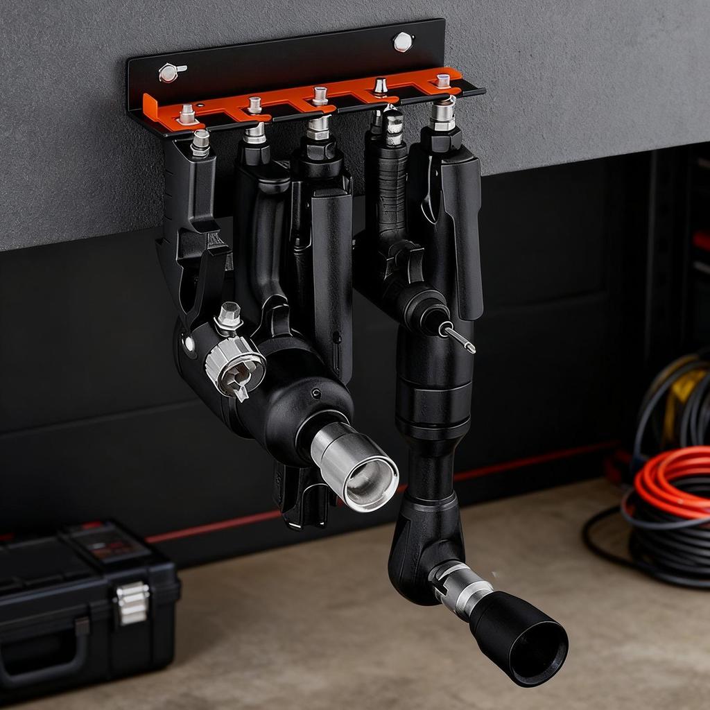 Air Tool Holder 5-Slot Wall-mounted Holder Pneumatic Tool Rack For Electric Gadgets Drill Screwdriver Grinder Garage Studio