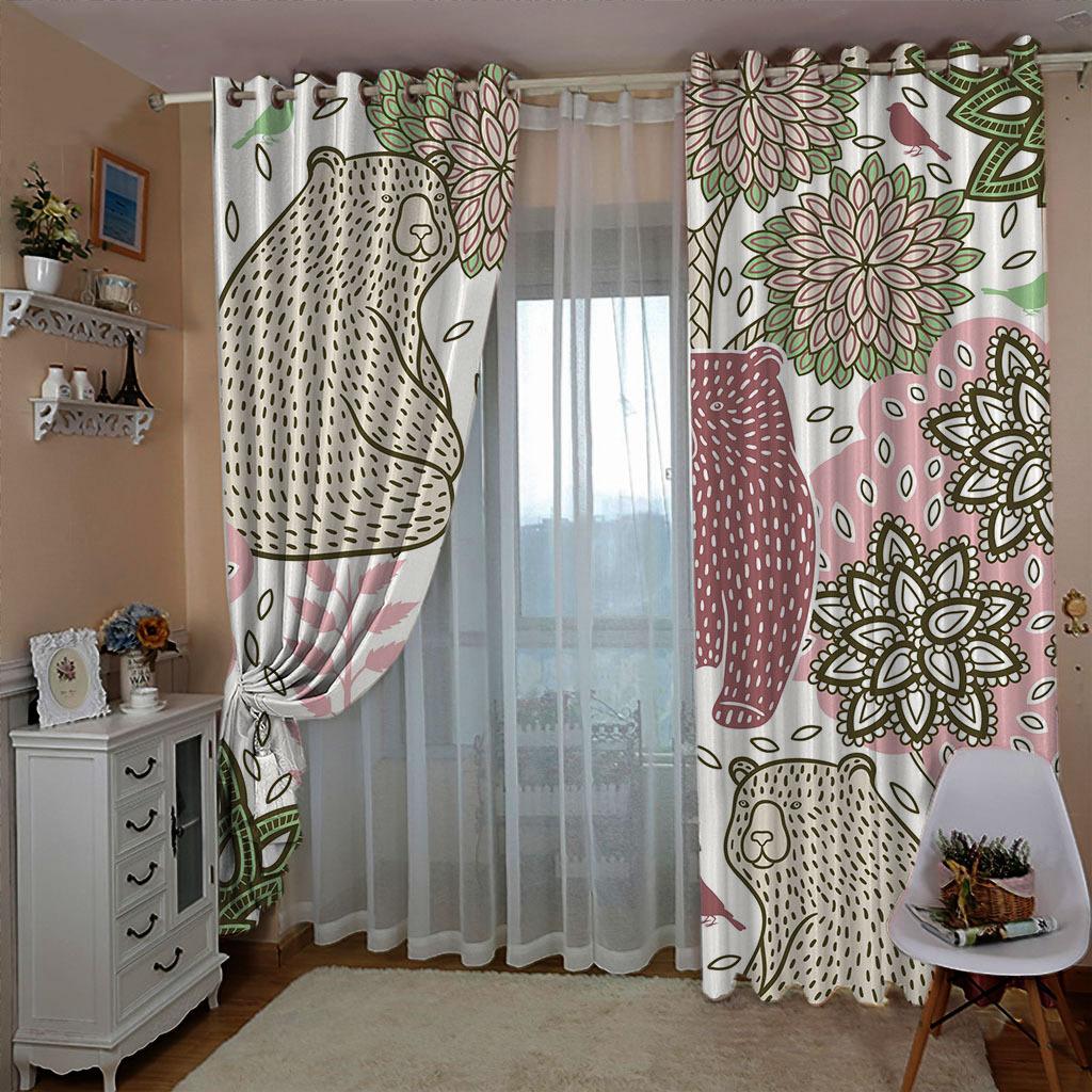 Vintage Style Cartoon Animal Series High Density Blackout Curtain Digital Printing