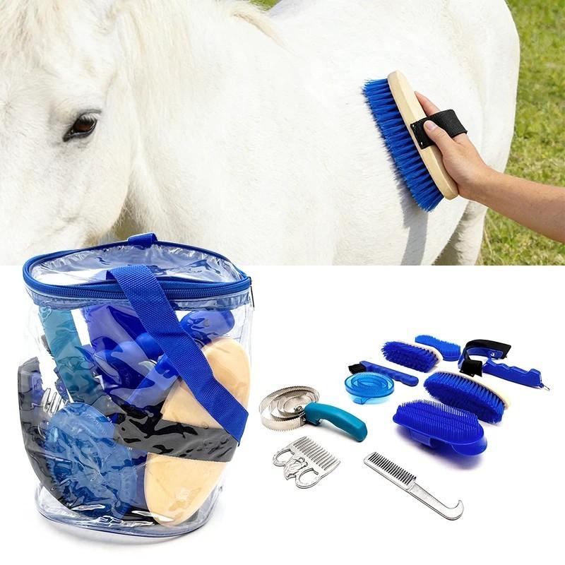 10 Pcs Horse Grooming Kit Complete Horse Brush Set Sweat Scraper Brush Comb Equine Grooming Tools for Shedding & Daily Care
