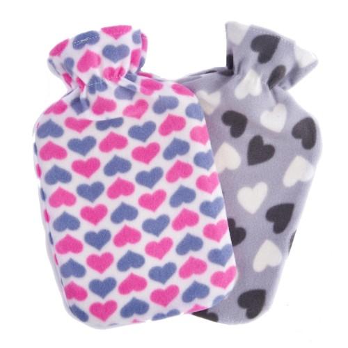 K Collection Heart 2L Hot Water Bottle And Cover (Pack of 2)
