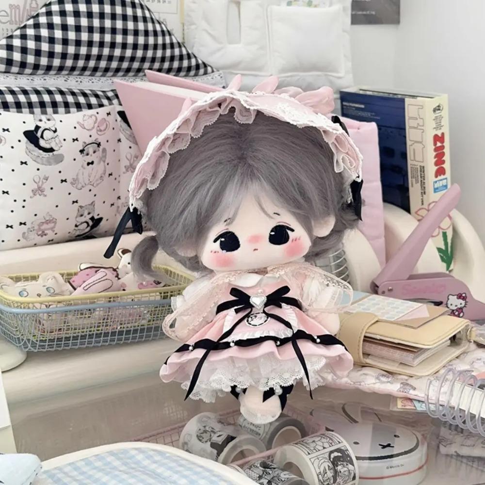 Kleding voor een pluche pop van 20 cm: schattige herfstrok, katoenen verkleedkleding voor poppen van 20 cm, geen specifieke poppenkleding.