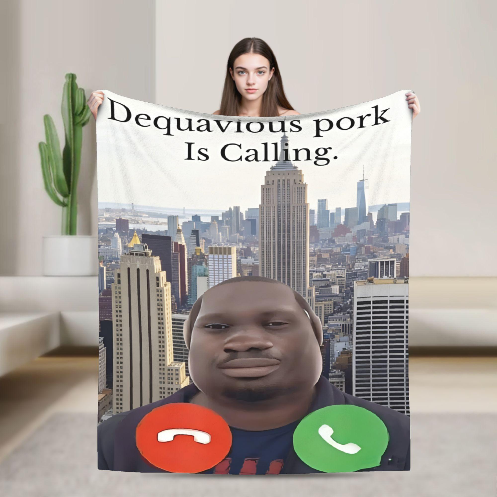Creative Homewares Unisex Dequavious Pork Is Calling Blanket Viral Video Inspired Graphic Phone Call Ui Soft Warm Funny Plush Throw Blanket Bedspread