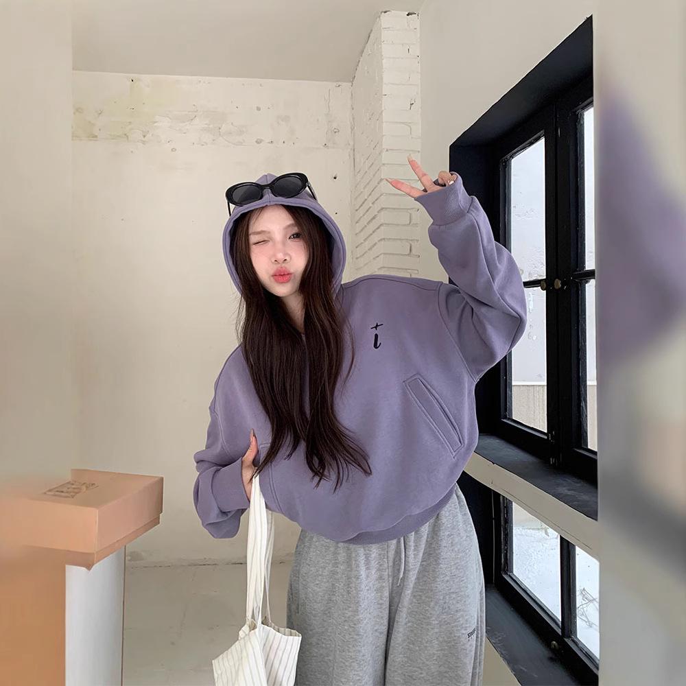 

Women s Purple Hooded Sweatshirt - Short, Thick, Warm, and Versatile for Spring/Autumn 2025. XL [Recommended for 120-140 lbs]