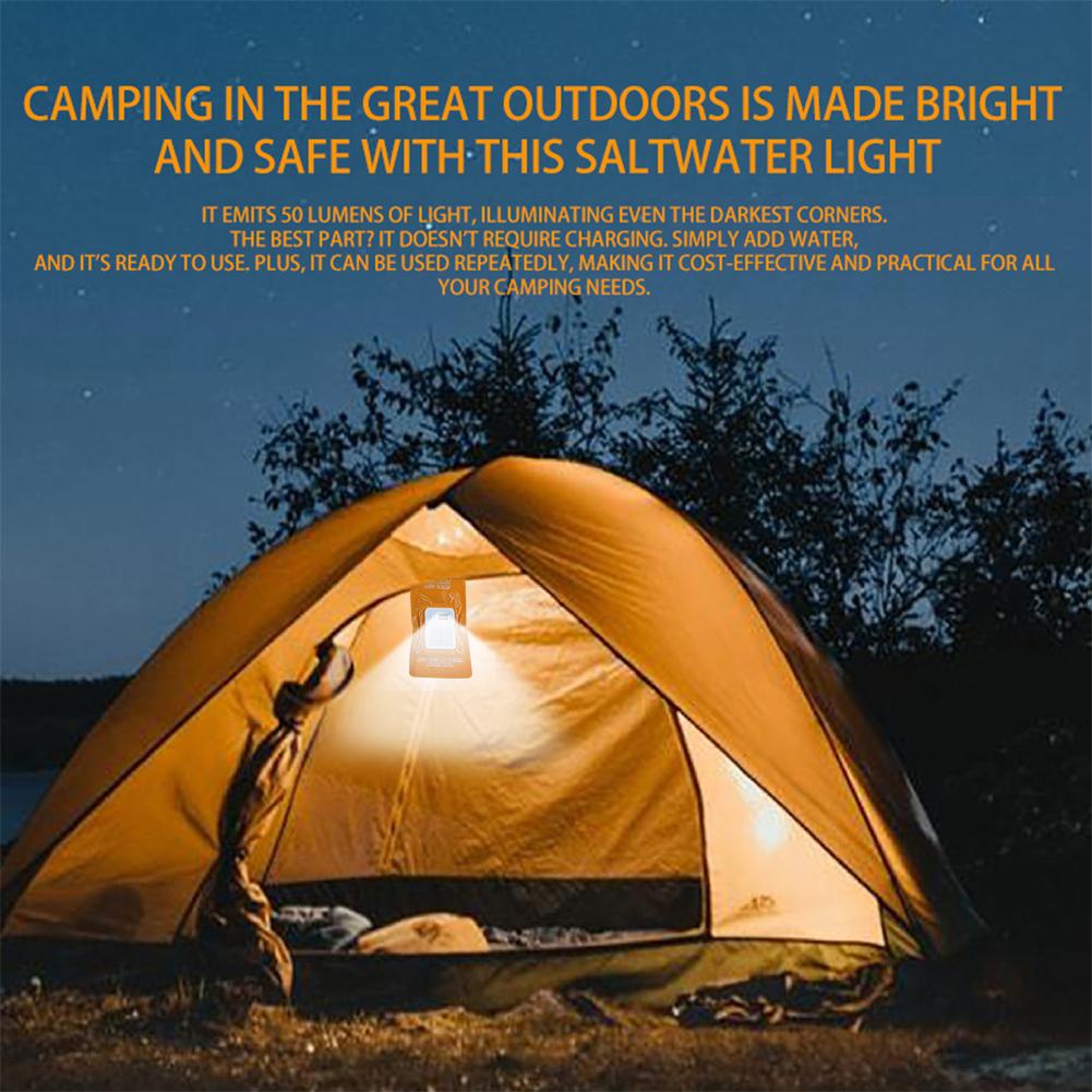Salt Water Emergency LED Lamp 50LM Portable Camping Emergency Lamp Waterproof Reusable Travel Supplies for Car Outdoor Beach
