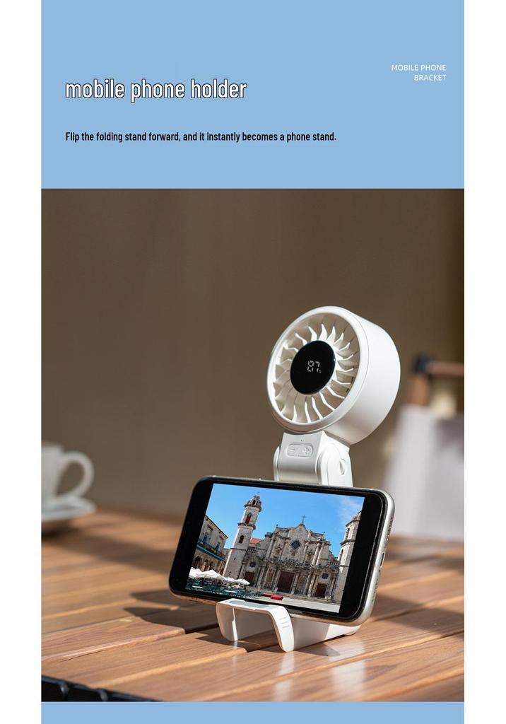 Rechargeable Portable Mini Handheld & Stand Fan with Digital Display - Outdoor High-Speed Essential