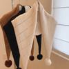 New Fashionable Fur Ball Detachable Knitted Shawl Versatile Neck Gaiter Warm Triangular Scarf for Women In Winter