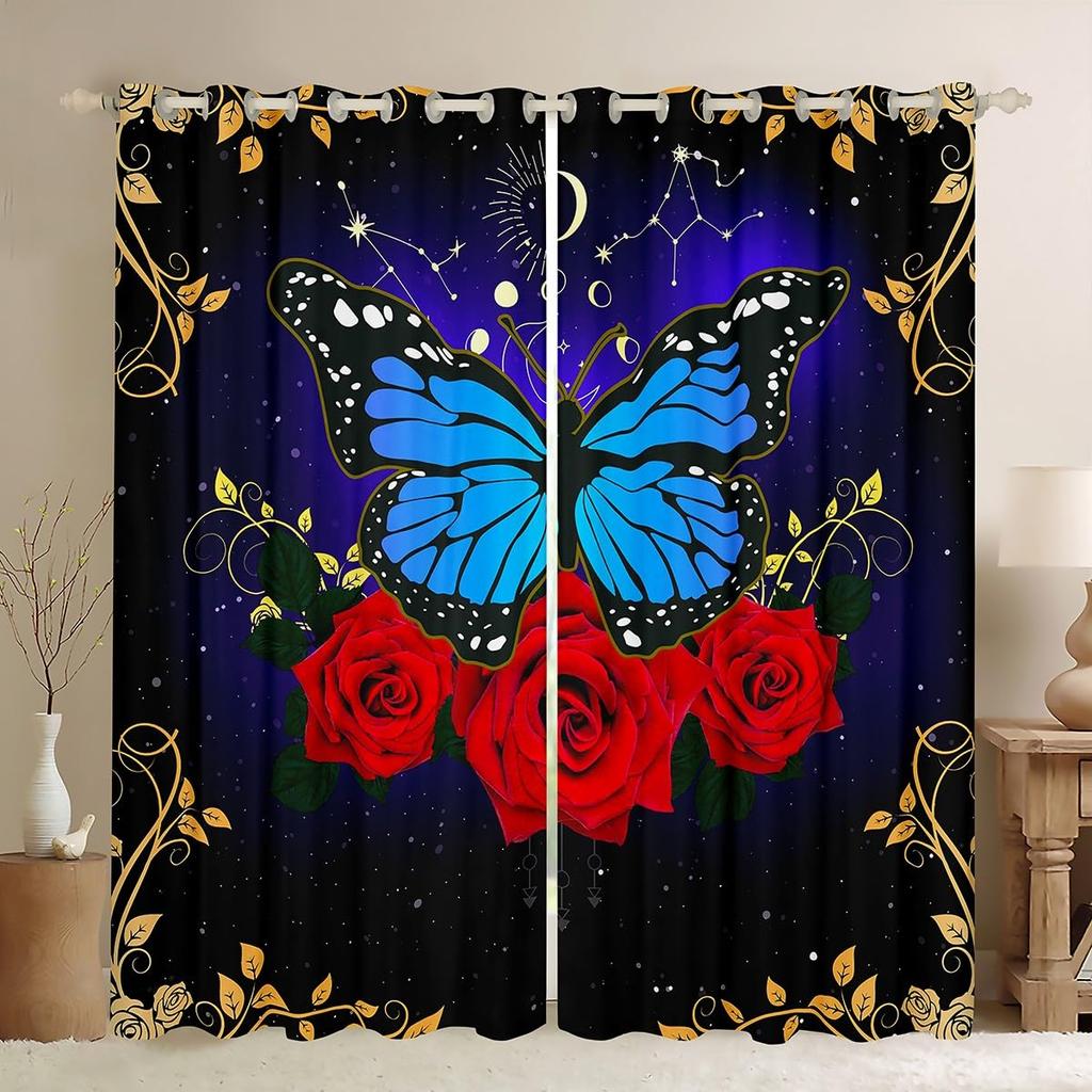 Valentine Day Curtain Red Rose Curtains Drapes Romantic Floral Window Couple Botanical Flower Treatments Polyester