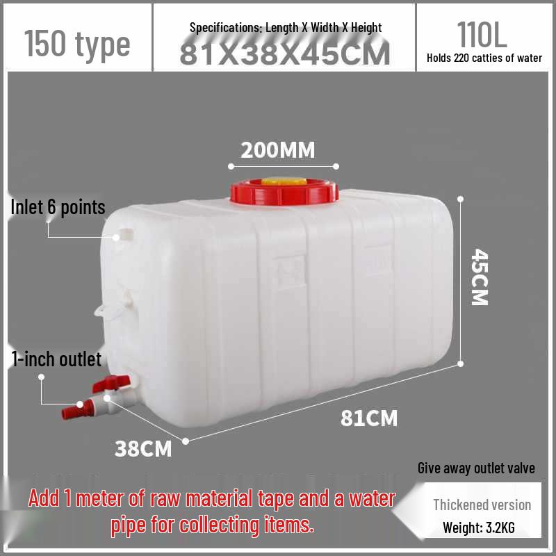 Food Grade Large Plastic Water Storage Bucket with Rectangular Lid for Household Use
