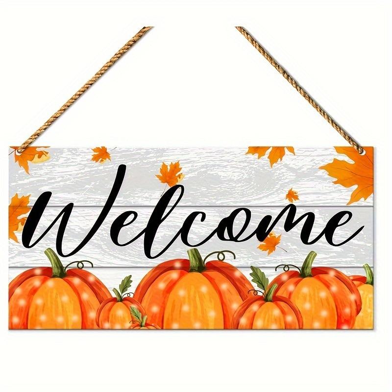 

2D Плоский 20*10см, Осеннее Украшение для Дома, Добро пожаловать Тыквы Осенью, Деревянный Креативный Декор Логотип, для Дома, Кухни, Сада, Спальни, Декор для Бара. 20*10cm