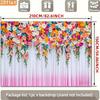 2D Colorful Flower Backdrop with Pink and White Curtain Background Cloth