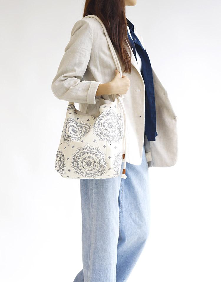 Green Stuff Loose Fit Rope Shopper Bag R2 Paisley - All Ivory S