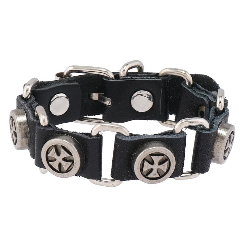 Gothic Vintage PU-Lederarmband für Männer und Frauen Punk Nieten Nieten Kreuzarmband Schmuck Zubehör