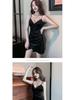 2025 V-neck Pleated Velvet Bodycon Strap Dress for Women