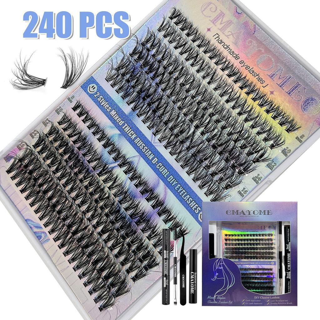 European & American Style Natural Fluffy False Eyelash Set, Single Cluster, Large Capacity Eyelash Extensions