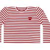 Comme Des Garcons Play Big Red Heart Striped L/S T Shirt AX-T164-051-RED WHITE