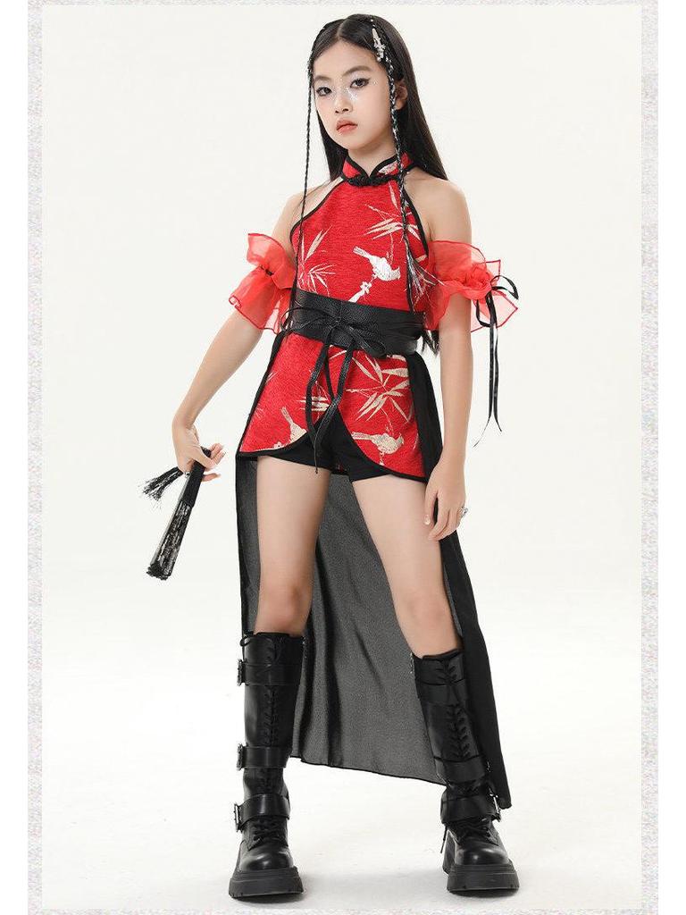 Chinese Style Jazz Dance Costumes for Girls – Trendy Performance Set for Model Runway Shows