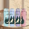 1PC Moon Forest Wolf Silhouette 750ml Color Plastic Sports Water Bottle Leakproof Flip Straw Lid Suitable for Sports Office Home Use