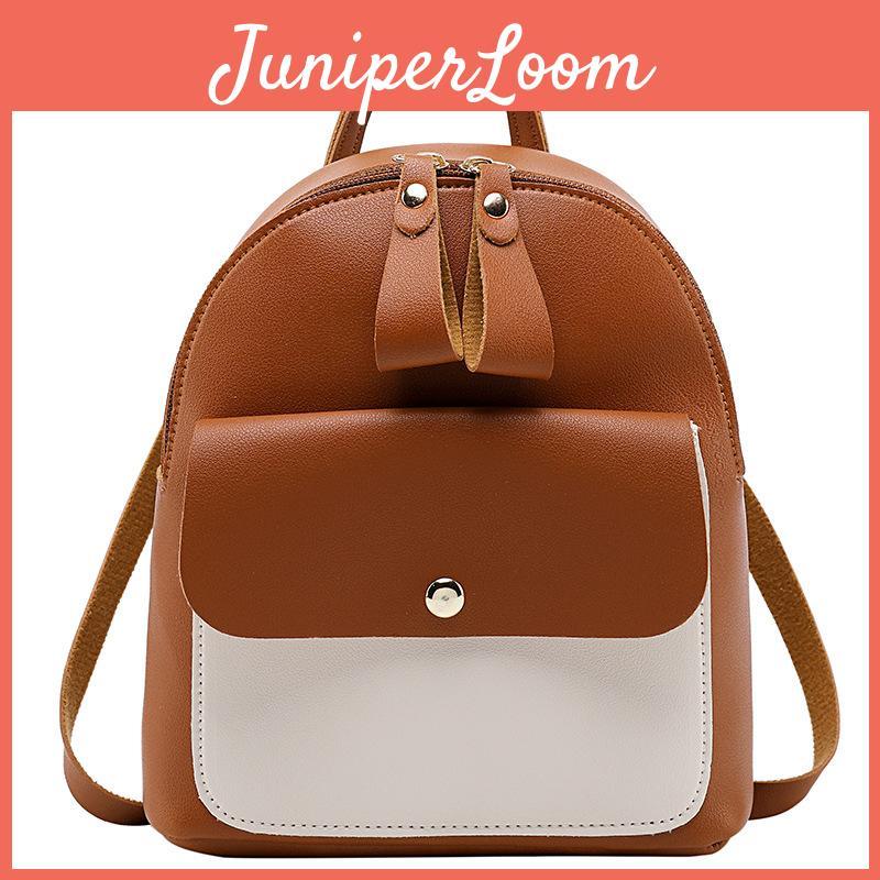 Fashionable Pu Leather Mini Backpack For Women And Girls With Top Zipper Closure