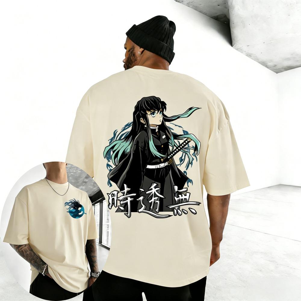 Unisex T-shirt Demon Slayer Muichiro Tokito 2026 Summer Harajuku Anime Printed Round Neck Loose Casual