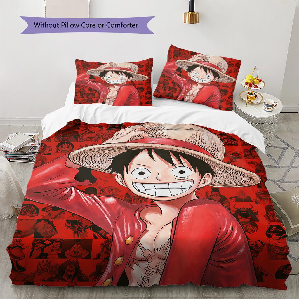 Set Copripiumino Trapuntato con Fantasia D di Luffy Federa per Cuscino Regalo di Compleanno per la Casa(1 * copripiumino + 2 * federa, senza nucleo)