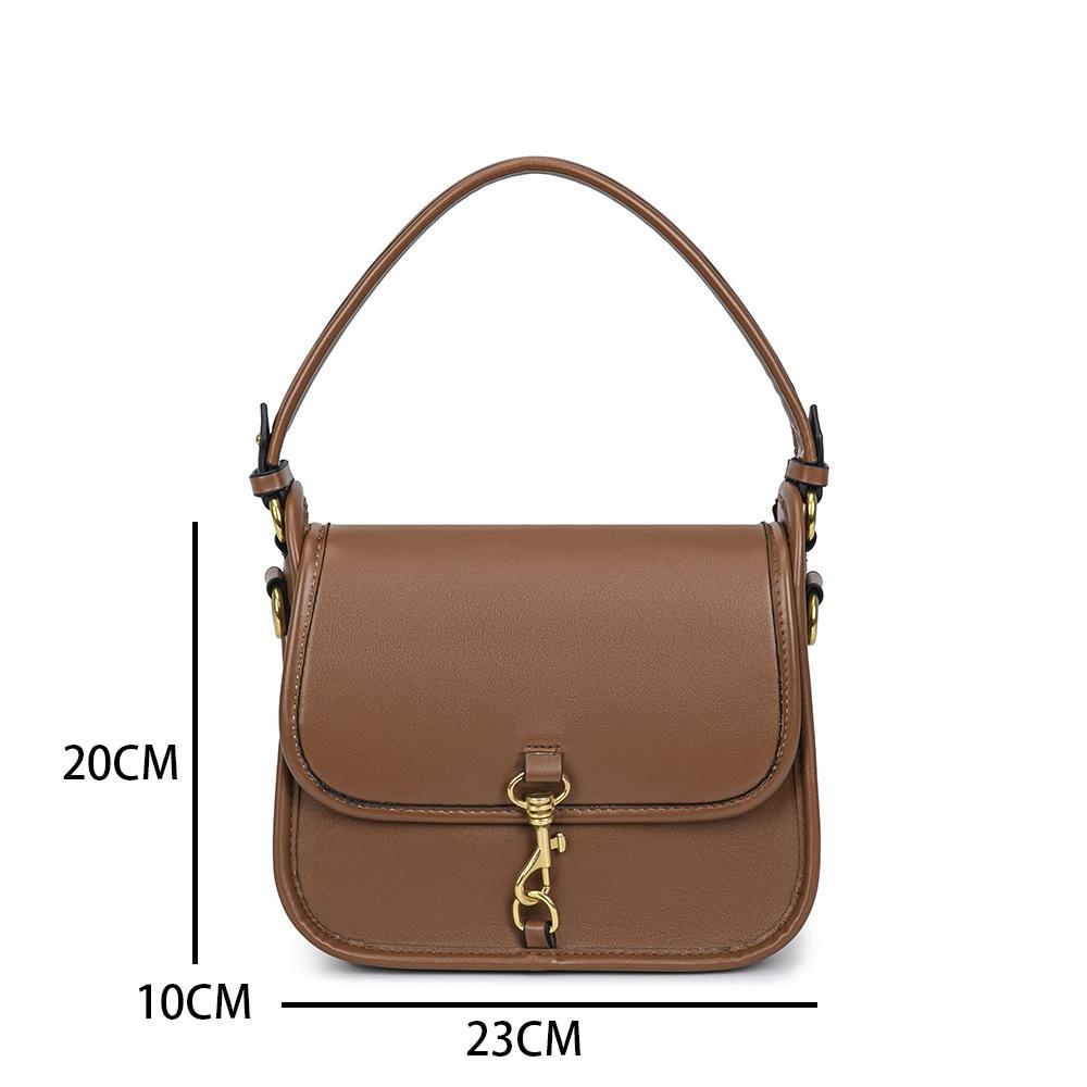 Vintage Women's PU Leather Crossbody Bag with Canvas Strap & Metal Clasp – Classic Brown Shoulder Handbag for Daily Use & Work