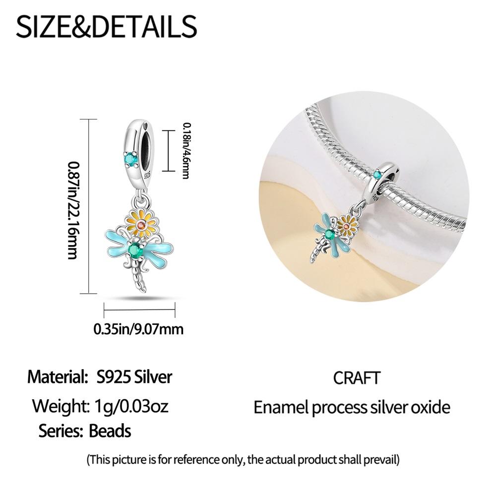 Original Copper Charms Luxury Yellow Daisies Blue Butterflies Beads Fit Bracelet Diy Women Making Delicate Gift