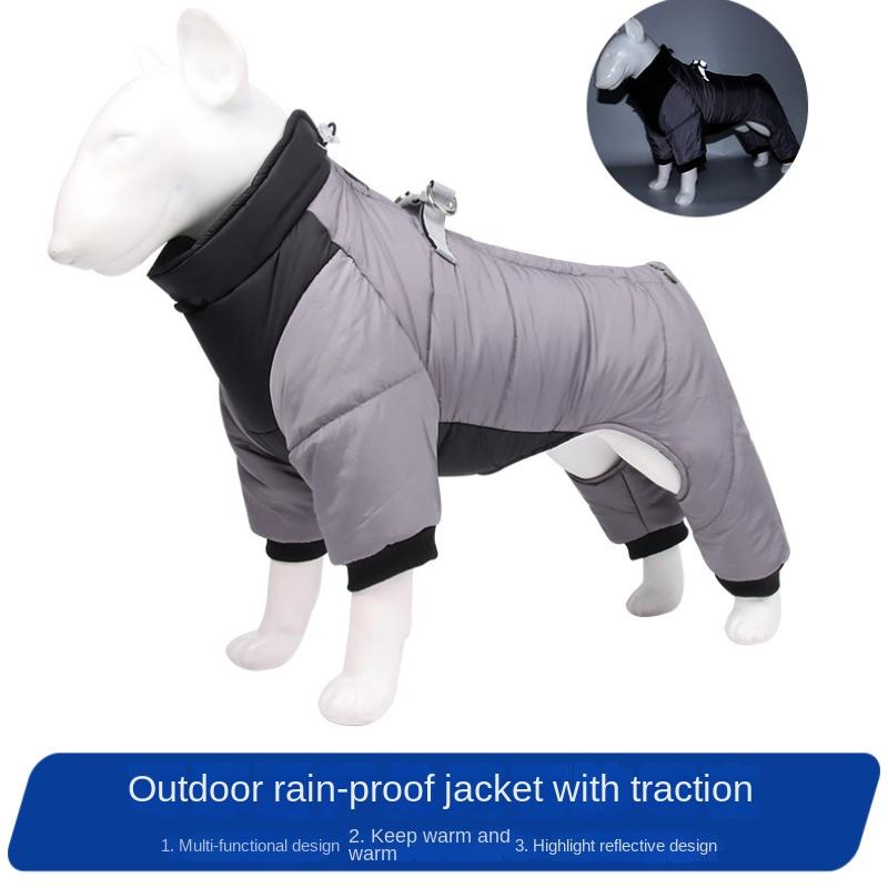Dog Jacket Warm In Autumn and Winter Cover Belly Pet Cotton-padded Reflective Padded Dog Cotton-padded Jacket Outdoor Waterproof Clothing.